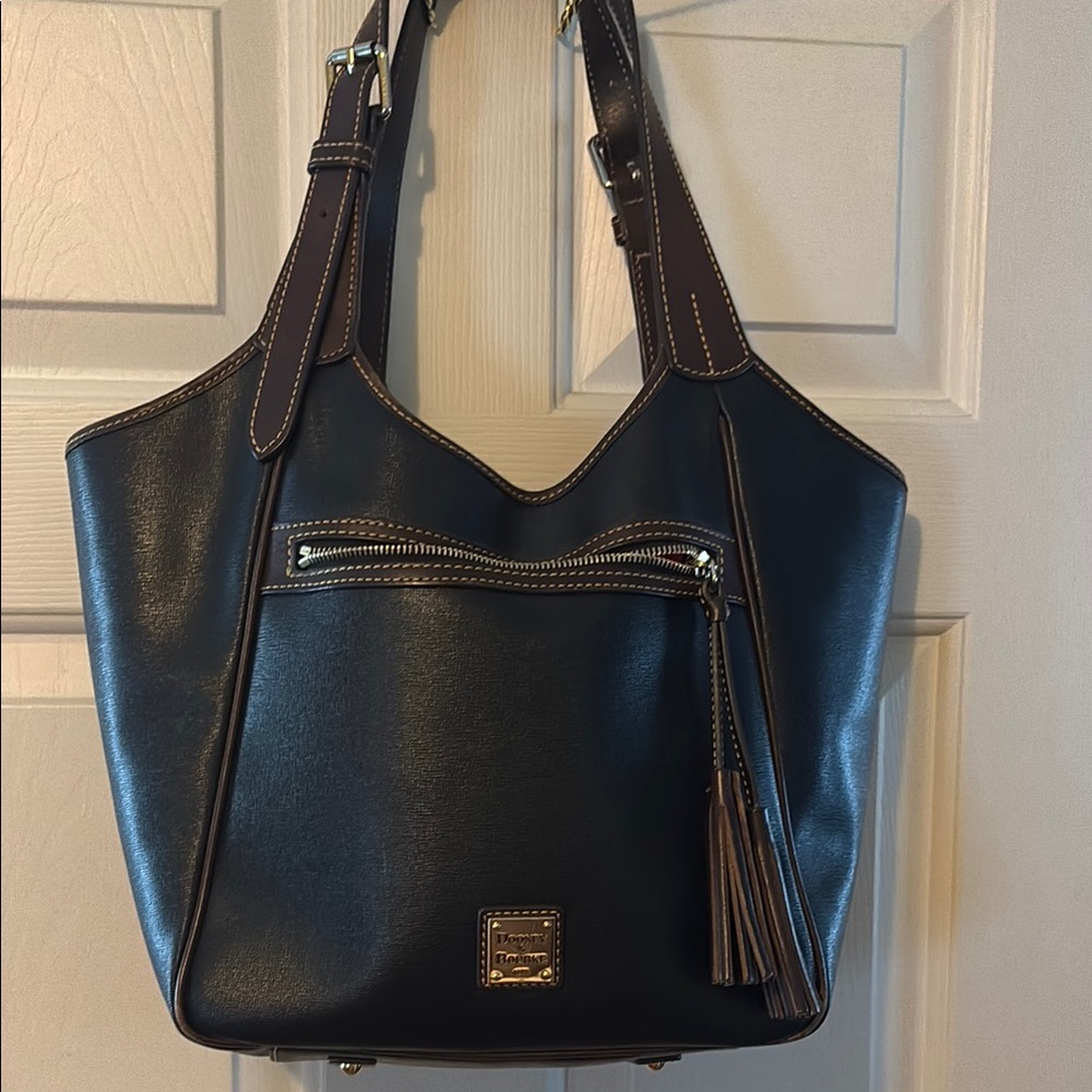 Dooney & Bourke Black and Brown Shoulder Bag with Classic Design